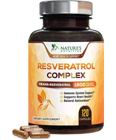 Resveratrol 1800mg Per Serving - Potent Antioxidants for Immune Support - Extra Strength Trans-Resveratrol Supplement Supports Healthy Aging & Heart Health - From Natural Polygonum Root - 120 Capsules 120 Count (Pack of 1)