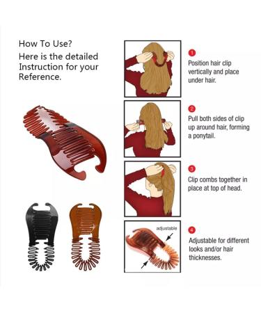 3pcs Interlocking Banana Hair Clips for Women - Soft Bendable Hair Combs for Thick Hair - Natural Wavy Curly Hair Ponytail Style - Black - Buy Online on GoSupps.com