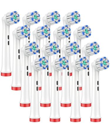 YanBan Extra Soft Bristles Replacements Brush Heads for Oral B Compatible with Braun Electric Rechargeable Toothbrush for Gentle Plaque Removal Pack of 16 White 16PCS
