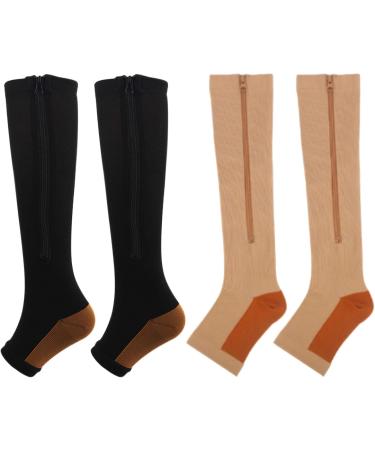 Amonida Exercise Compression Stockings for Sports | Breathable Zip Design Pain Relief & Improved Blood Circulation | 2 Pairs S/M - Buy Online on GoSupps.com