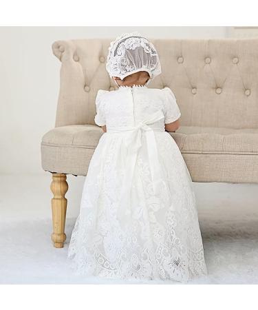 Leideur Baby Long Christening Gown White Baptism Dress 9-12 Months | Special Occasion Dress for Girls - Buy Online on GoSupps.com