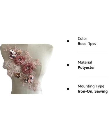 RUINUO 3D Lace Beads Flower Applique Patch - Handmade Floral Embroidered Sew On Patch for Wedding Dress - Colorful Rose Design - 1pcs - Buy Online on GoSupps.com