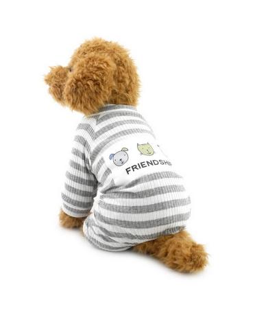 Zunea striped pajamas for small dogs cotton puppy suit sweatshirts outfits cozy soft leisure autumn pet cat dog clothing gray size L L gray
