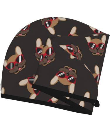 Hair Towel Wrap for Quick Drying - Bulldog with Sunglasses Design | Ultimate Hair Drying Towel Turban - Buy Online on GoSupps.com
