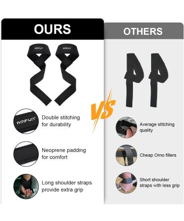 Amfun Padded Lifting Straps - Strength Training & Bodybuilding Aids for Men & Women | Professional Powerlifting Gear - Buy Online on GoSupps.com