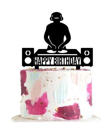 keonsatrz DJ Happy Birthday Cake Topper Hip Hop Birthday Cake Topper Rock Music/DJ Lover Birthday Party Decorations Disco Theme Birthday Cake Decorations
