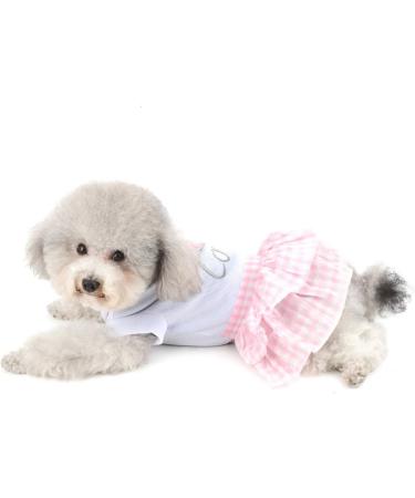SELMAI Sweet Heart Shirt Princess Plaid Tiered Dress for Small Dog Cat Puppy Summer Outfits Wedding Birthday Party Costume Yorkie Chihuahua Shih Tzu Clothes Pink S - Buy Online on GoSupps.com