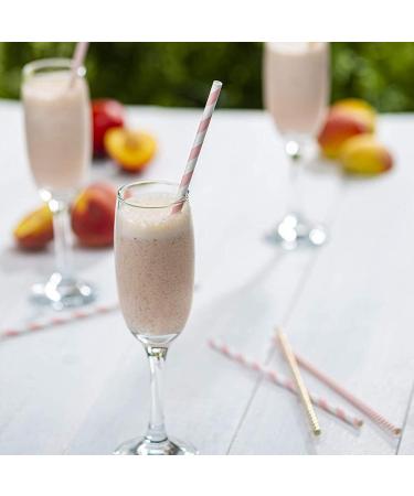 Biodegradable Paper Straws 200 Pack Pink & Gold Multi-Pattern for Birthday Wedding Holiday Decoration - Buy Online on GoSupps.com