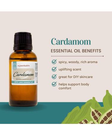 Cardamom Essential Oil 4 fl oz (118 ml) Glass Bottle w/Cap 100% Pure Essential Oil GreenHealth - Buy Online on GoSupps.com