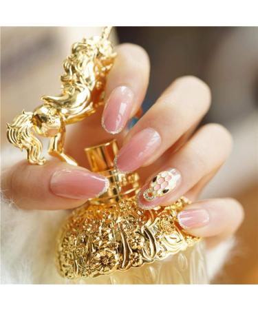 Huil artificial nail princess style pink pink color with shiny splinter edge and decoration 3D fake nails bride full nail tips decorated wrong nails