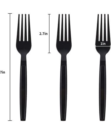 Laojbaba 7-Inch Individually Packaged Black Plastic Forks - 100 PCS | Disposable & Heavy Duty Commercial Takeaway Cutlery - Buy Online on GoSupps.com