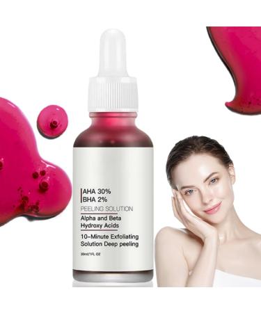 AHA 30% + BHA2% Peeling Solution Exfoliating Facial Serum for Hydrated Serum for Face Face Serum for Hydrated for Women Peeling Solution and Hyaluronic Face Serum Gentle Facial Oil for Large Pores
