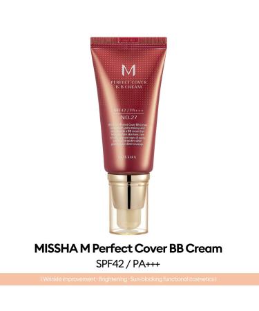 MISSHA M PERFECT COVER BB Cream #27 SPF 42 PA+++ 50ml - High Coverage Lightweight Makeup for Firm & Hydrated Skin - Buy Online on GoSupps.com