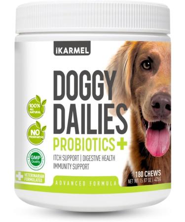 Doggy Dailies Probiotics for Dogs - Canine Supplements for Digestive and Immunity Support - Skin Health and Itch Support - Vitamin Treats - Veterinarian Formulated Probiotic 180 Count (Pack of 1) - Buy Online on GoSupps.com