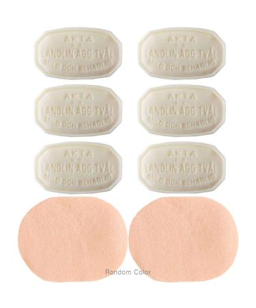 Victoria Swedish Facial Soap Lanolin-Agg-Tval 50g x 6 + Cleansing Sponge - Dry Skin/All Skin Type - Buy Online on GoSupps.com