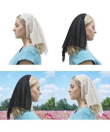 TQUXNGA Veil Headband for Women Stretch Turban Tulle Rhinestones Embroidery Colorful Dots Head Wrap Headband Black dots - Buy Online on GoSupps.com