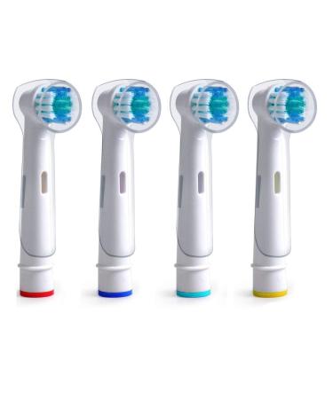 Replacement Brush Heads Compatible with Oral B Braun- Pack of 4 Precision Clean Electric Toothbrush Heads for Oralb PLUS 4 Bonus Protective Travel Covers for Travel and Sanitary Convenience