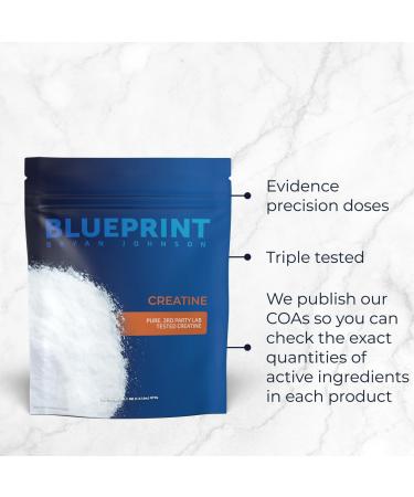 Blueprint Bryan Johnson Creatine Monohydrate Powder Amino Acid Powder - Supplement Supports Muscle Growth Recovery Strength & Focus Unflavored Creatine for Women & Men 5g Dose 100 Servings - Buy Online on GoSupps.com