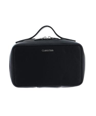 Calvin Klein Women's Ck Must Cosmetic Pouch Travel Accessory Tri-Fold Wallet Black