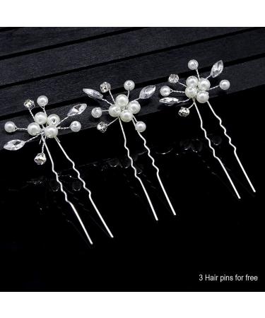 Bridal Wedding Hair Vine with Pearl and Crystal Beads - Extra Long Headpiece for Women and Girls (Silver) - Buy Online on GoSupps.com