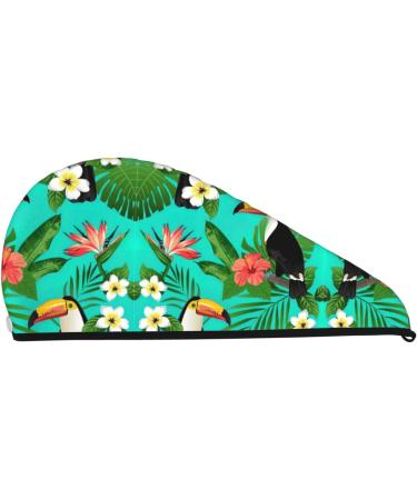 Tropical Birds Coral Velvet Quick-Dry Hair Cap | Travel & Home Hair Towel for Men & Women - Shop Now - Buy Online on GoSupps.com
