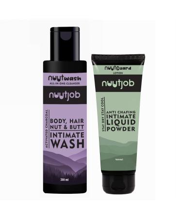 Nuutjob Men Intimate Wash & Hygiene 300ml Combo pack | Intimate and Hygiene Wash+ Intimate Liquid Powder with Plant Extracts| Paraben Free | Prevents Wetness Irritation Itching and Bad Smell - Buy Online on GoSupps.com