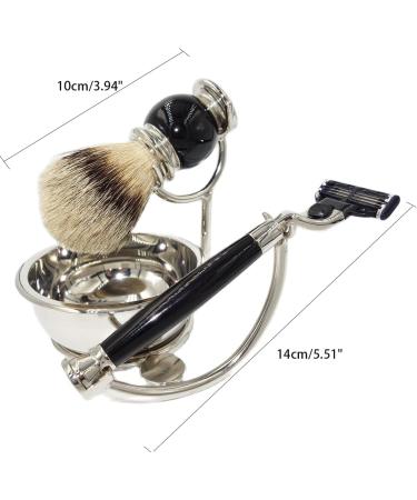 Stylish 4-in-1 Razor Brush Gift Set for Men Black Enema Safety Razor Male Grooming Cup & Shaving Brush Holder Bowl (13x16cm) - Buy Online on GoSupps.com