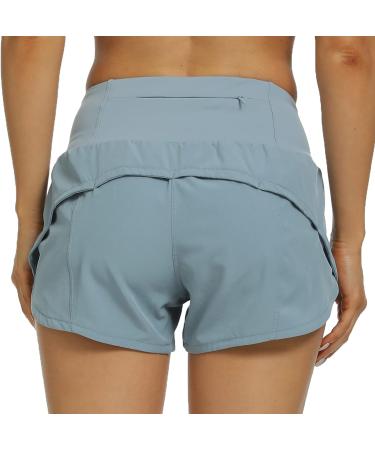 Kcutteyg Women's High Waisted Running Shorts with Liner - X-Large Denim Blue - Buy Online on GoSupps.com