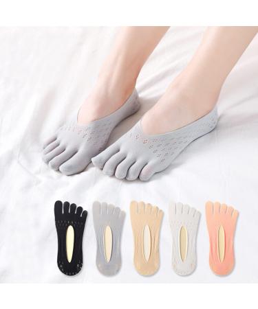 UDERUI 5 Pairs Orthopedic Toe Compression Socks for Bunion Relief | Men & Women | Anti-Bunion Health Sock | Low Cut Five Toe Socks - Beige, One Size - Buy Online on GoSupps.com