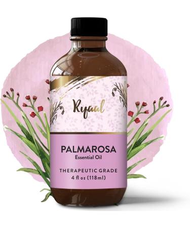 Natural Palmarosa Essential Oil - Pure & Undiluted for Hair Skin & Diffuser | 4 Fl Oz Therapeutic Grade Aromatherapy with Glass Dropper - Buy Online on GoSupps.com