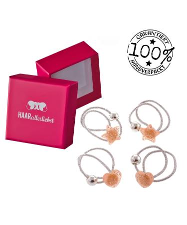 Hair-Minded Hair Tie Set for Girls | 4 Glittery Heart & Star Ties in Pink Storage Box | Perfect Gift - Buy Online on GoSupps.com