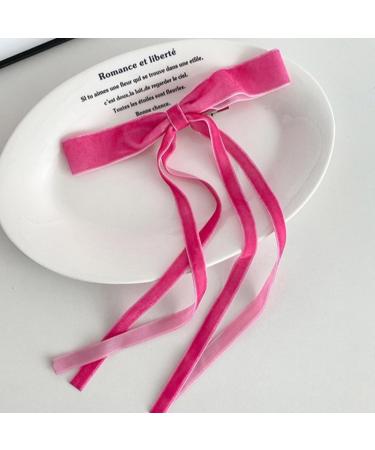 hgnxa Vintage Long Tassels Ribbon Velvets Bowknot Hair Side Clips Hair Accessories Headwear Party Jewelry for Women and Girls Rose red - Buy Online on GoSupps.com