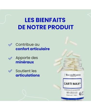 Roches Marines Carti Max Dietary Supplement - Marine Collagen and Oyster Powder - Joint Wellness - 60 Capsules - Developed in France - Buy Online on GoSupps.com