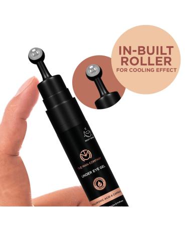 The Man Company Under Eye Gel with Cooling Massage Roller - 15gm | Dark Circles, Fine Lines, Puffy Eyes | Caffeine & Hyaluronic Acid - Buy Online on GoSupps.com