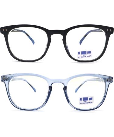 Buy 2-Pack Men's Reading Glasses - Fashion Blue Light Blocking & Anti-Glare Square Eyeglasses | Spring Hinge | +1.0 Strength in Black & Blue - Buy Online on GoSupps.com