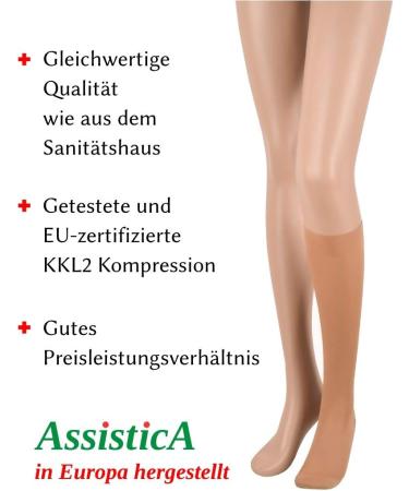 Buy 23-32 mmHg Assistica Medical Compression Stockings - Lace Knee Socks for Men & Women | Class 2 Support Stockings in X-Large Beige (170-182 cm) - Buy Online on GoSupps.com