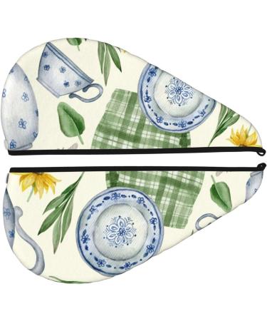 Microfiber Hair Drying Cap - Vintage Utensils Soft Absorbent Towel Wrap for Curly Long & Thick Hair - Quick Drying & Fast Drying Hair Cap - Buy Online on GoSupps.com