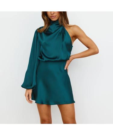 Women's Evening Gift Dress Foreign Trade High Grade Satin Long Sleeve Plus Size Petite Womens Plus Size Dirndl Sky Blue X-Large - Buy Online on GoSupps.com