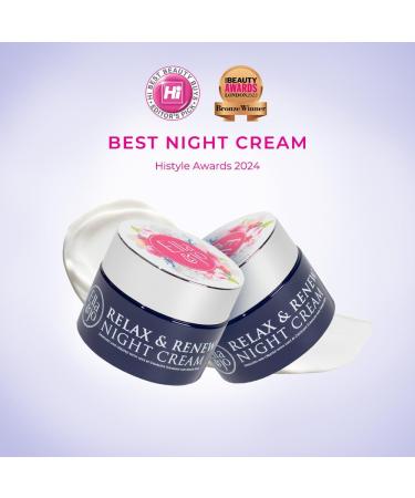 Ella & Jo Relax & Renew Night Cream: Hydrating Anti-Aging Moisturiser with Bakuchiol A Plant-Based Retinol Peptides + Hyaluronic Acid - Plumps Fine Lines Stimulates Skin Repair and Renewal - 50ml - Buy Online on GoSupps.com