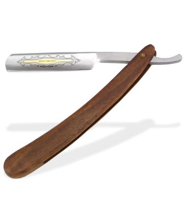 Razor with wooden handle and gold etching 5/8 inch fixed razor blade