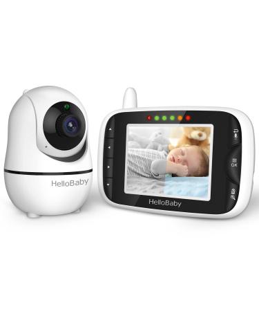 Hello Baby Monitor with Camera and Audio, LCD Display Video Baby Monitor No WiFi Infrared Night Vision, Temprature Screen Lullaby, Two Way Audio and VOX Mode (HB66)