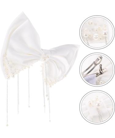 POPETPOP Bridal Satin Bow Tassel Hair Clip Bow Hair Pin Women Hair Accessories Women Hair Decorations Hair Barrettes Bow Hairpins Bow Barrettes Tiara Headgear Bride Bow Tie Fabric White - Buy Online on GoSupps.com