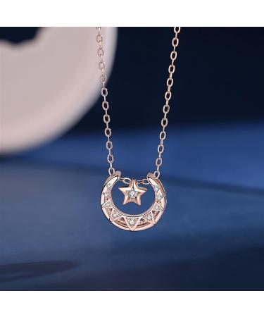 Necklace Star and Moon Hollow Design Necklace Silver Pendant Necklace Temperament Light Luxury Clavicle Chain The for Women Ladies Necklace - Buy Online on GoSupps.com