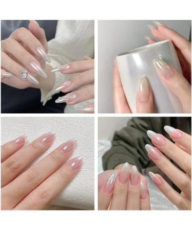 GZMAYUEN Pearl Nail Powder Set - White & Iridescent Chrome Nail Art Design Powder - 2 Colors (04) - Buy Online on GoSupps.com