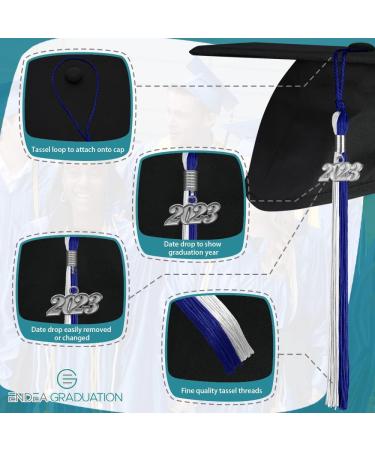 Endea Graduation Double Color Tassel with Silver Date Drop - Royal Blue/White 2023 - Buy Online on GoSupps.com