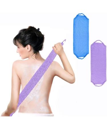 ADERTOS 2 PCS Back Scrubber for Shower Exfoliating Loofah Back Washers Deep Exfoliating Towel Cloth Double Side Scrubbing Strap Body Bath Sponge Elastic Backwash Belt Pad with Handles for Men Women - Buy Online on GoSupps.com