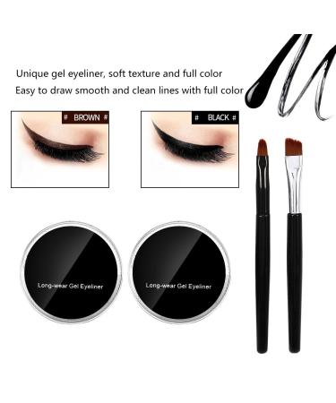 Buy Waterproof Gel Eyeliner Set - Long Lasting Black & Brown Makeup with Brushes - International Shipping - Buy Online on GoSupps.com