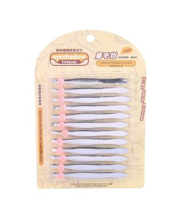SunshineFace 12pcs/pack stainless steel slant hair removal clip eyebrow shape tweezers makeup cosmetic tool