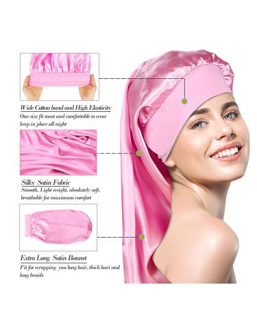 Extra Large Satin Sleep Cap Set for Long Hair & Dreadlocks - 4 Pieces - Buy Online on GoSupps.com
