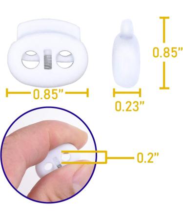 Mandala Crafts Cord Lock Fastener for Drawstrings & Shoelaces - 20 PCs White 0.85 Inch - Buy Online on GoSupps.com